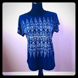 Lucky Brand navy cotton print top (M)